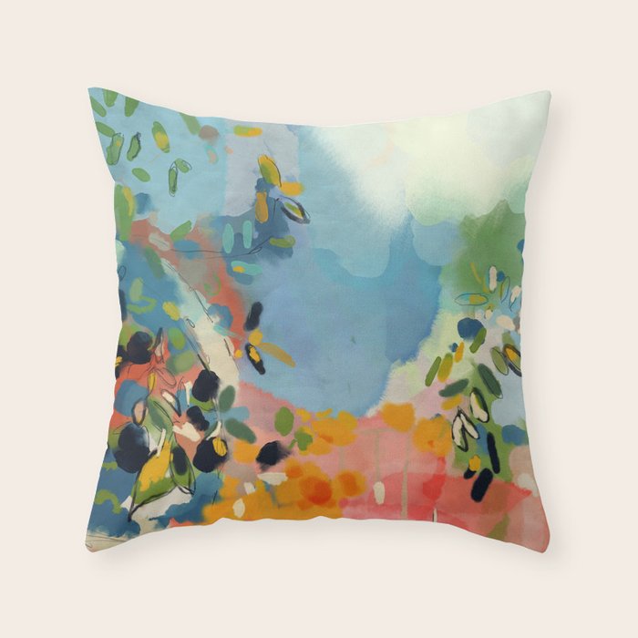 Garden With Sea View And Olive Tree Throw Pillow