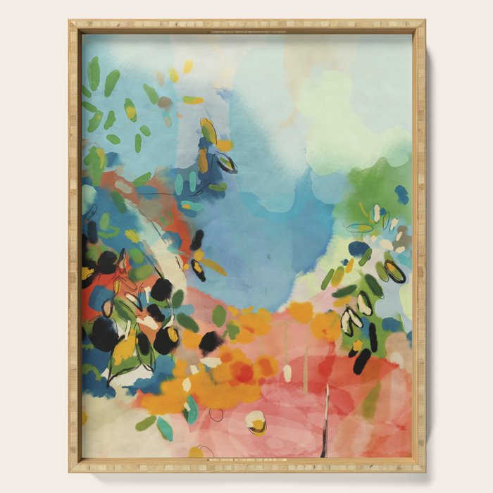 Garden With Sea View And Olive Tree Serving Tray
