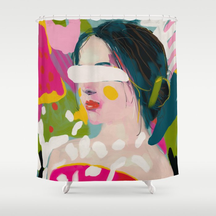 Look At Me, Woman Portrait Contemporary Shower Curtain