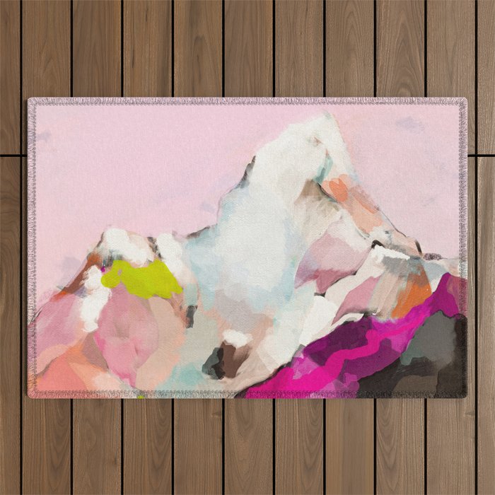 Landscape Mountain Painting Abstract Outdoor Rug