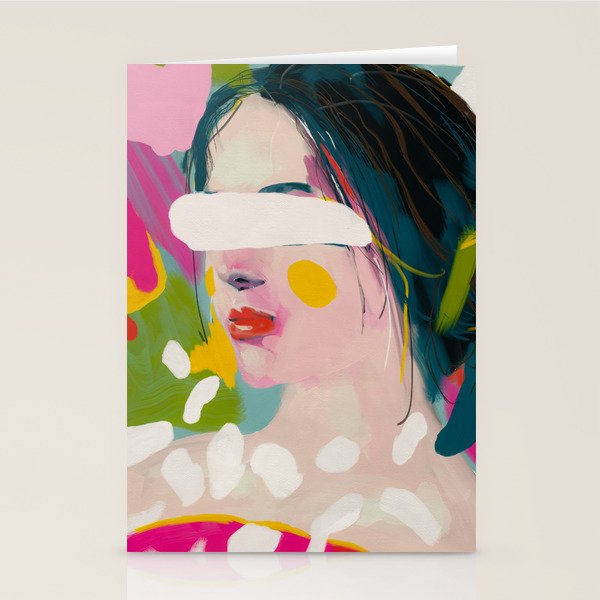 Look At Me, Woman Portrait Contemporary Stationery Card
