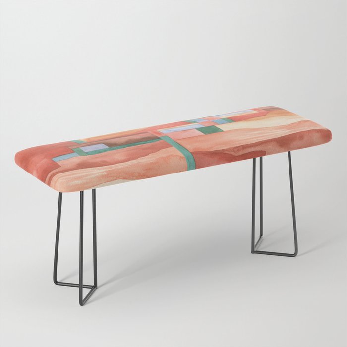 Abstract Desert Landscape Watercolor Bench