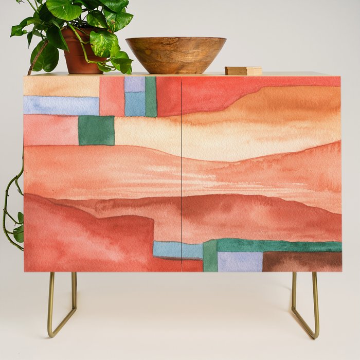 Abstract Desert Landscape Watercolor Credenza