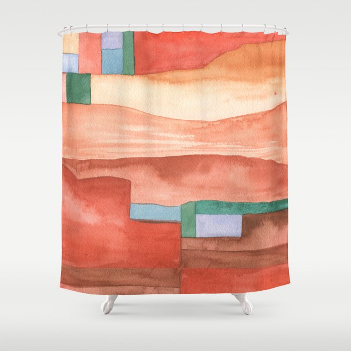 Abstract Desert Landscape Watercolor Shower Curtain