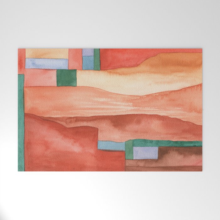 Abstract Desert Landscape Watercolor Welcome Mat