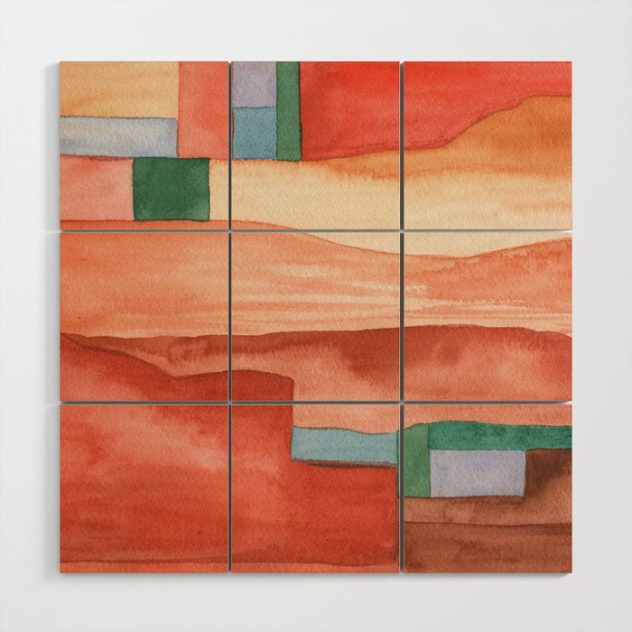 Abstract Desert Landscape Watercolor Wood Wall Art