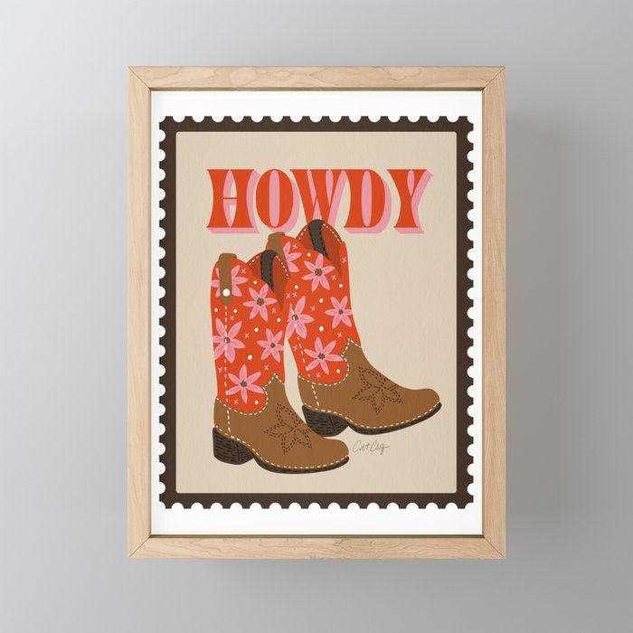 Howdy Cowgirl - Coral & Pink Mini Art Print