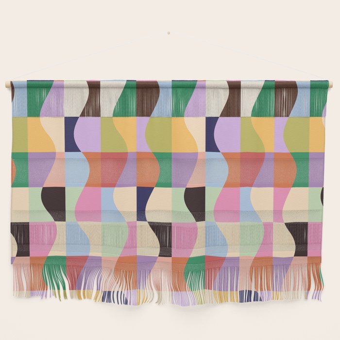 Retro Colorful Wavy Checkerboard Wall Hanging