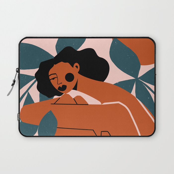 Pink Bikini - Dark Green Flowers Laptop Sleeve