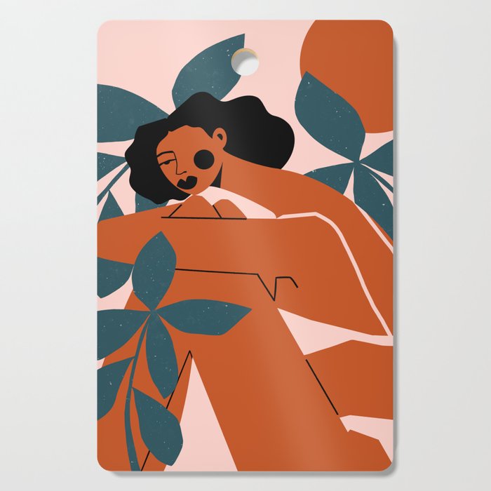 Pink Bikini - Dark Green Flowers Cutting Board