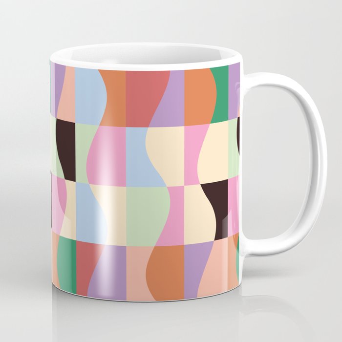 Retro Colorful Wavy Checkerboard Coffee Mug