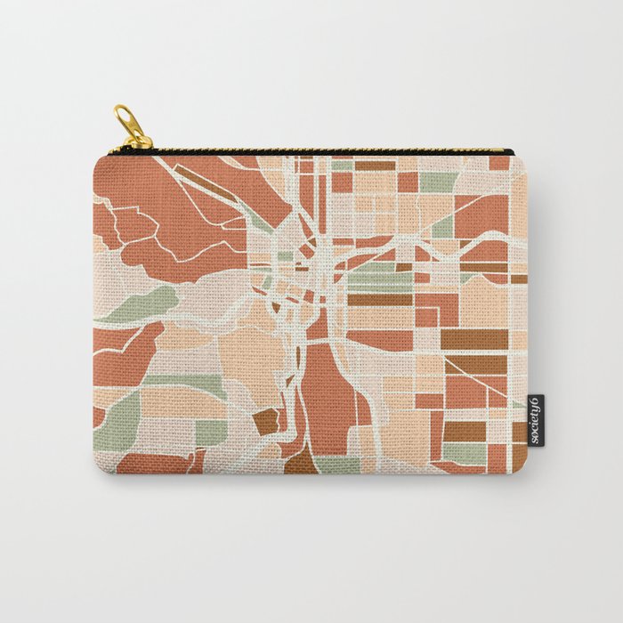 Portland Oregon City Map Earth Tones Carry All Pouch