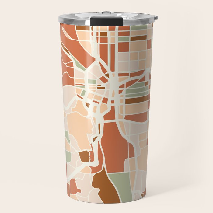 Portland Oregon City Map Earth Tones Travel Mug
