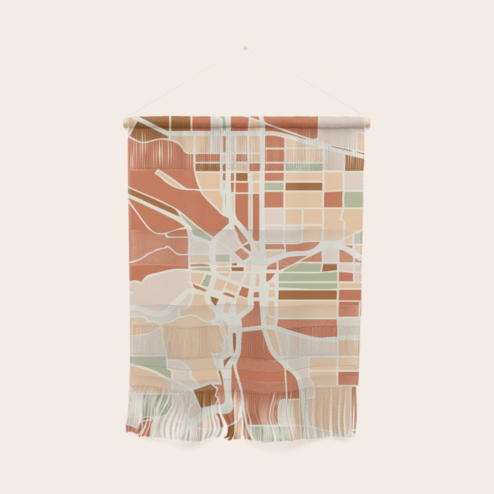 Portland Oregon City Map Earth Tones Wall Hanging