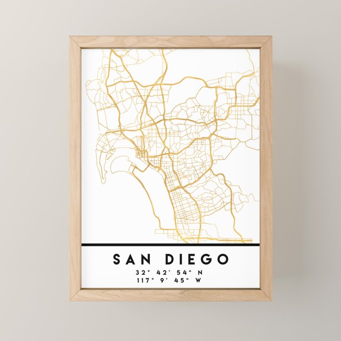 San Diego California City Street Map Art Mini Art Print