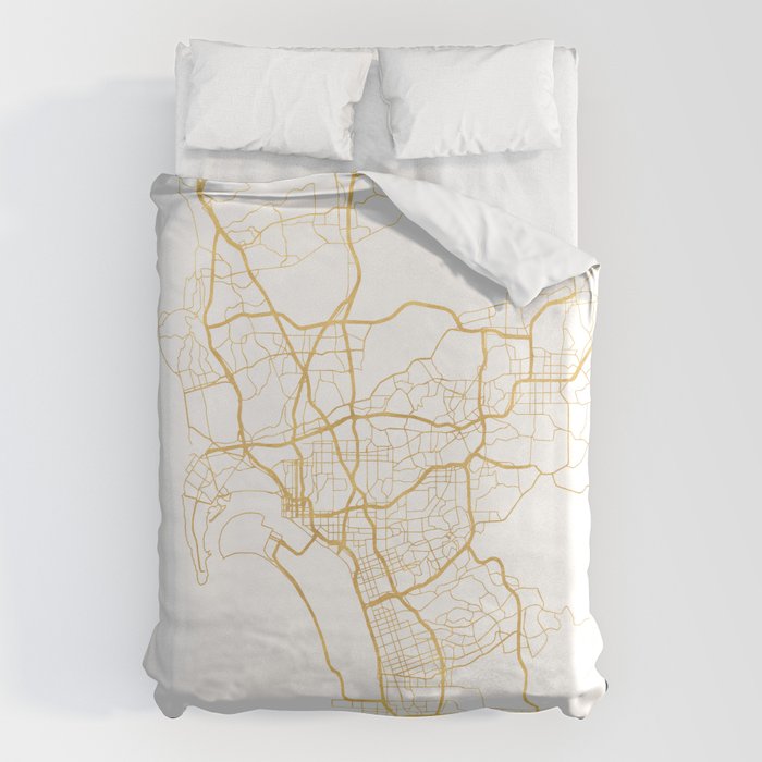 San Diego California City Street Map Art Duvet Cover