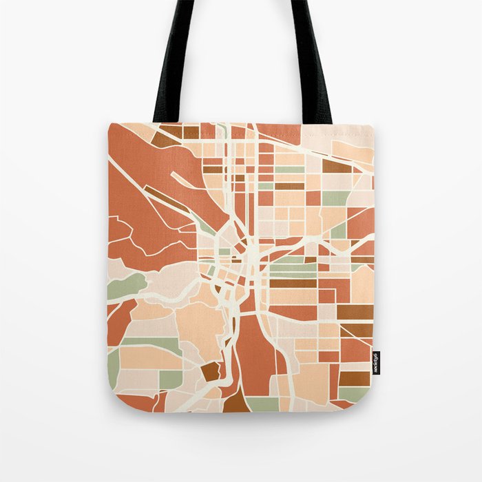 Portland Oregon City Map Earth Tones Tote Bag