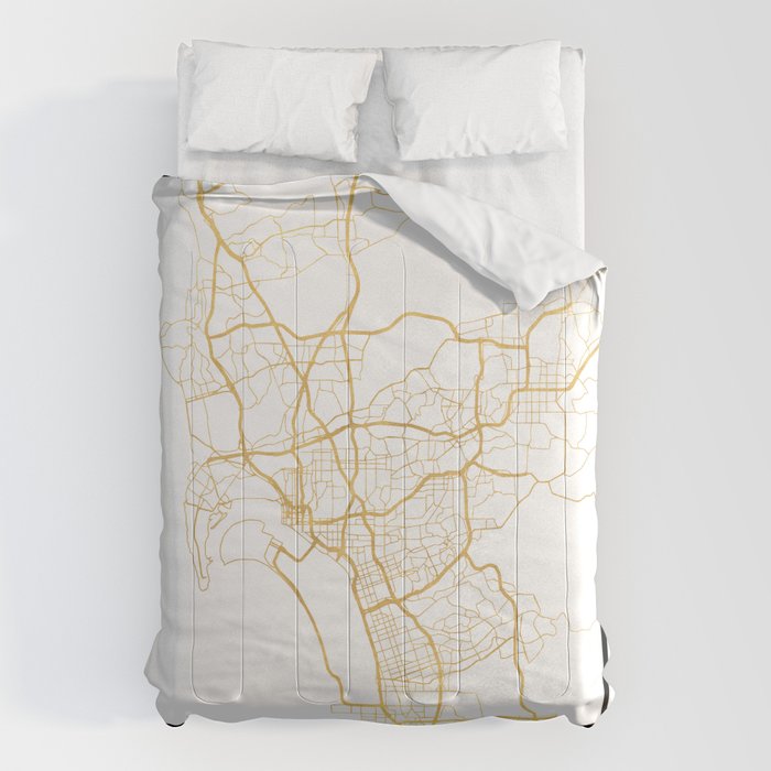 San Diego California City Street Map Art Comforter