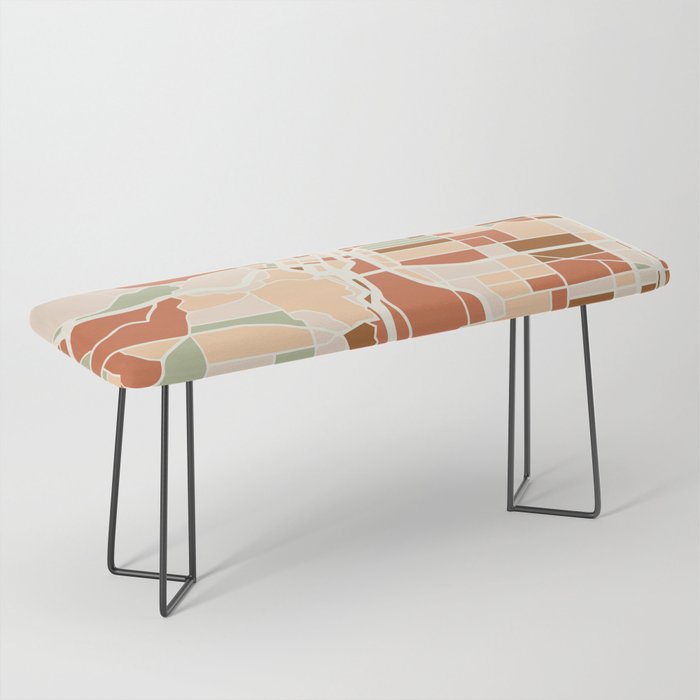 Portland Oregon City Map Earth Tones Bench