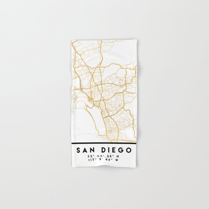 San Diego California City Street Map Art Bath Towel