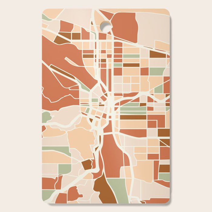 Portland Oregon City Map Earth Tones Cutting Board