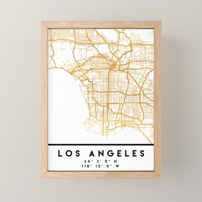 Los Angeles California City Street Map Art Mini Art Print