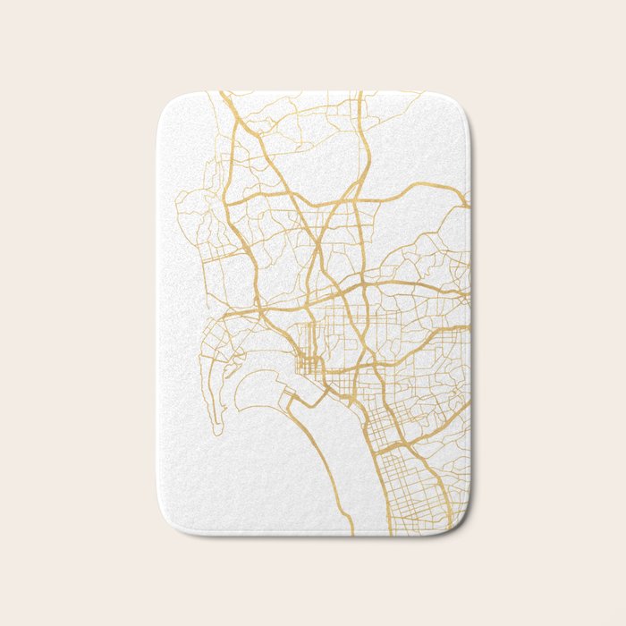 San Diego California City Street Map Art Bath Mat