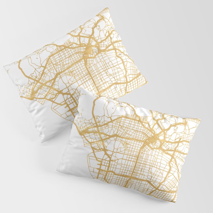 Los Angeles California City Street Map Art Pillow Sham