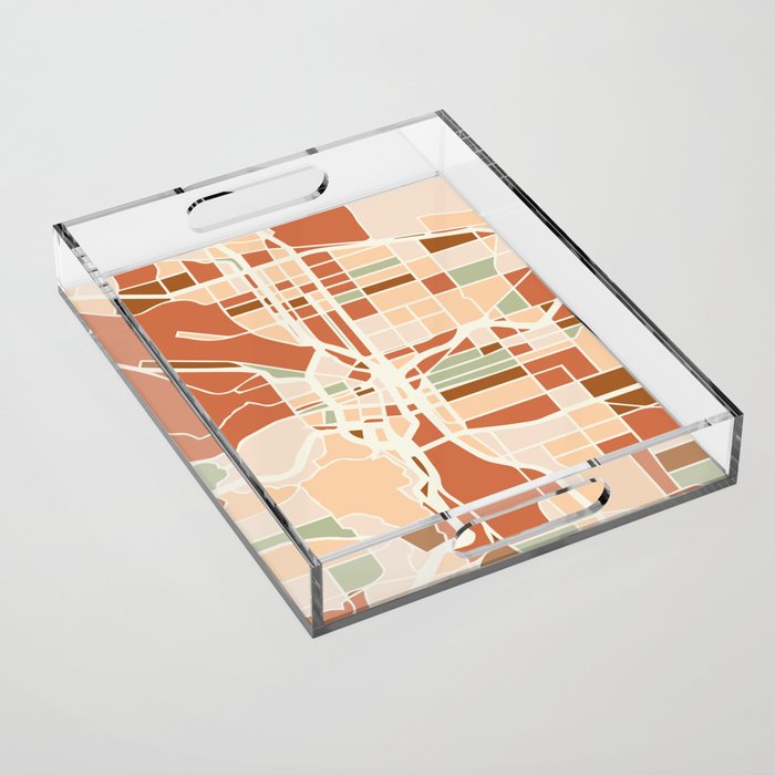 Portland Oregon City Map Earth Tones Acrylic Tray