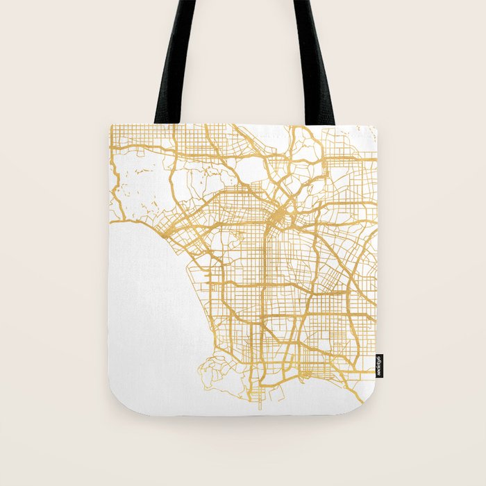 Los Angeles California City Street Map Art Tote Bag
