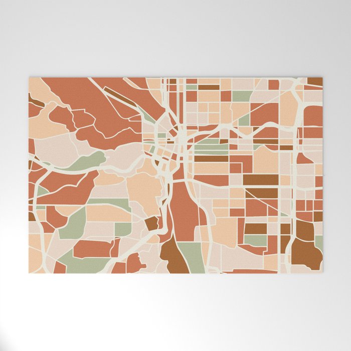 Portland Oregon City Map Earth Tones Welcome Mat