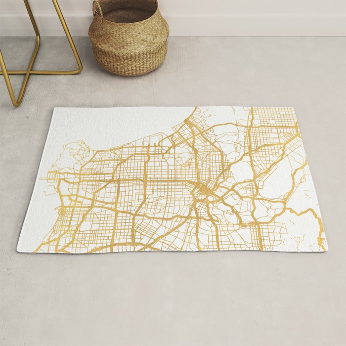 Los Angeles California City Street Map Art Rug