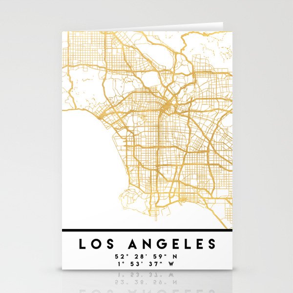 Los Angeles California City Street Map Art Stationery Card