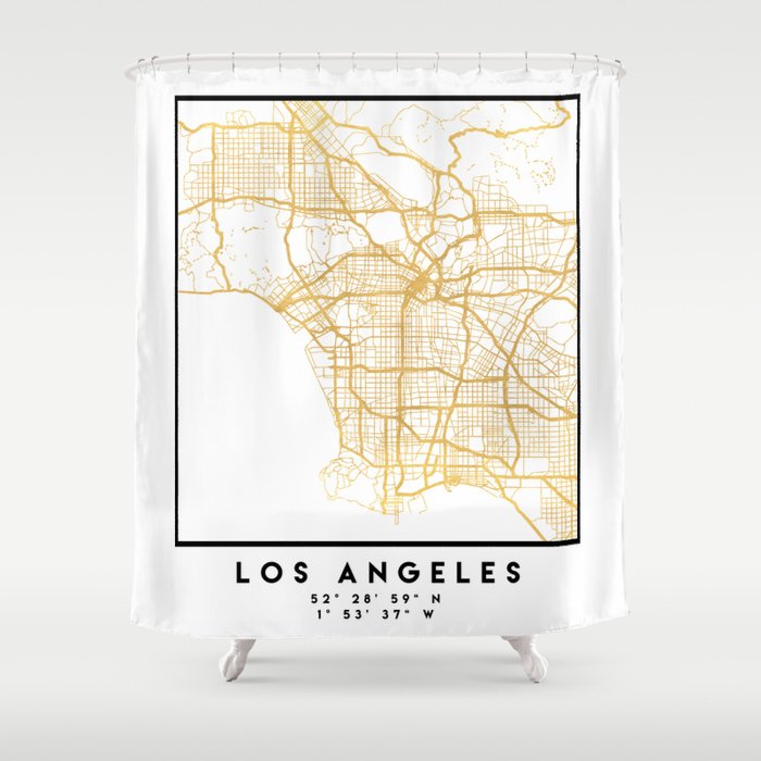 Los Angeles California City Street Map Art Shower Curtain