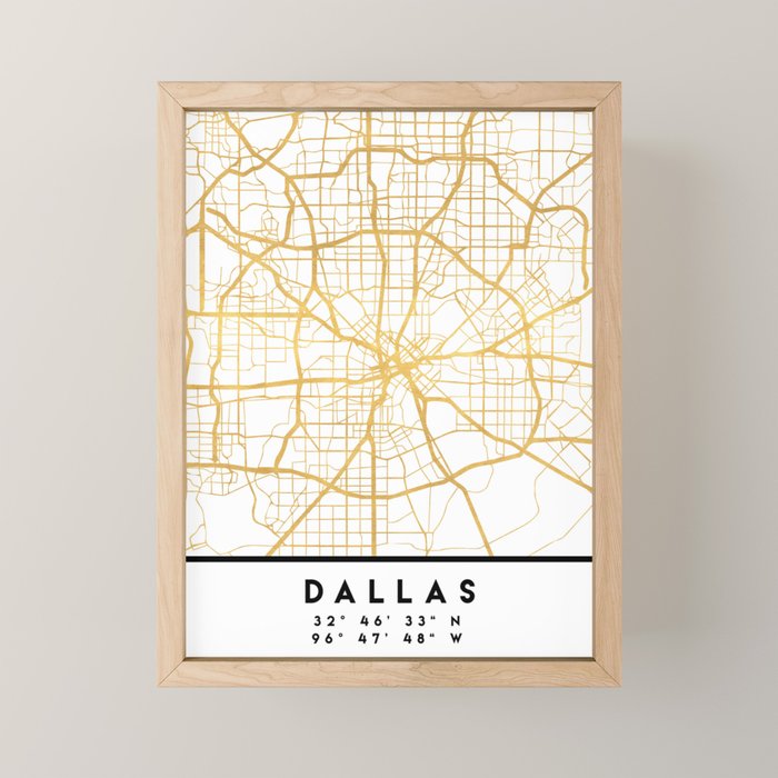 Dallas Texas City Street Map Art Mini Art Print