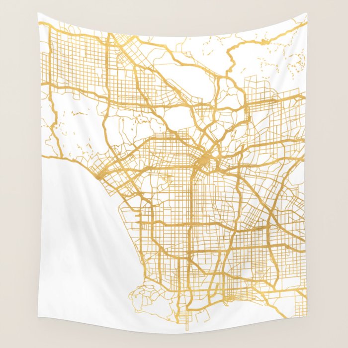 Los Angeles California City Street Map Art Wall Tapestry