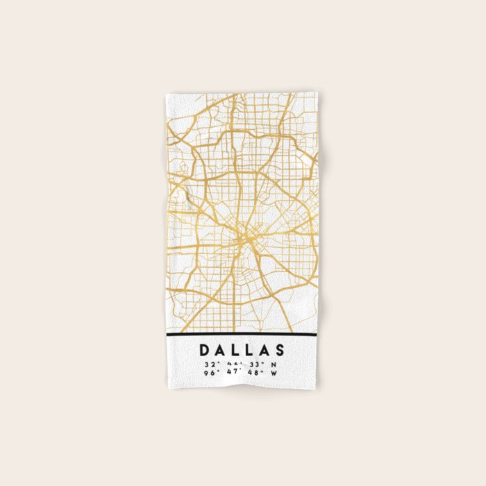 Dallas Texas City Street Map Art Bath Towel