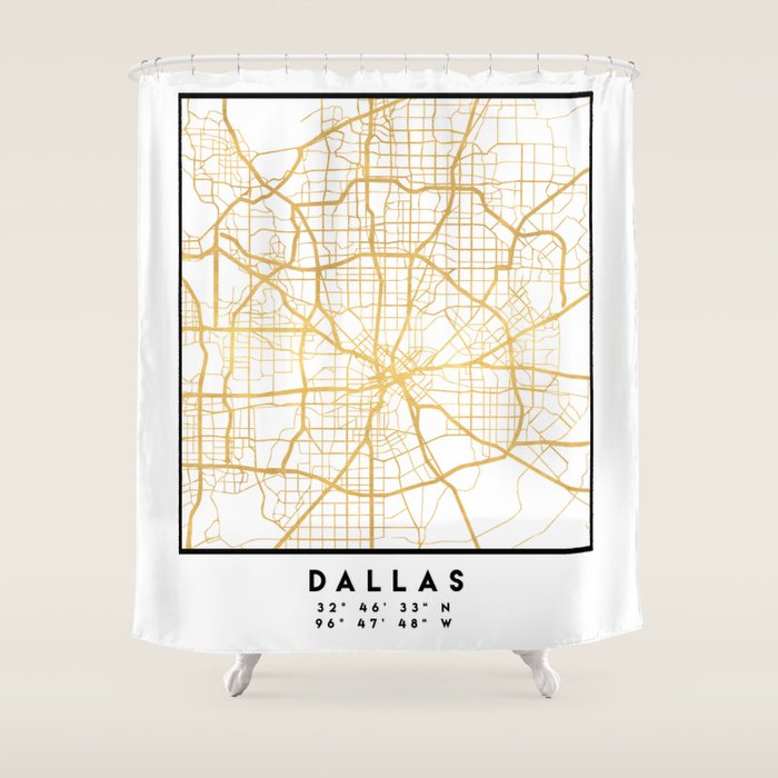 Dallas Texas City Street Map Art Shower Curtain