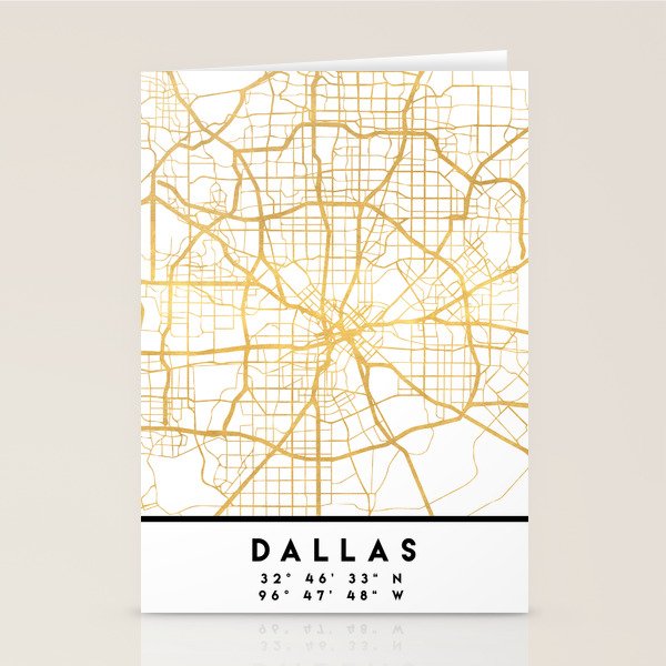 Dallas Texas City Street Map Art Stationery Card