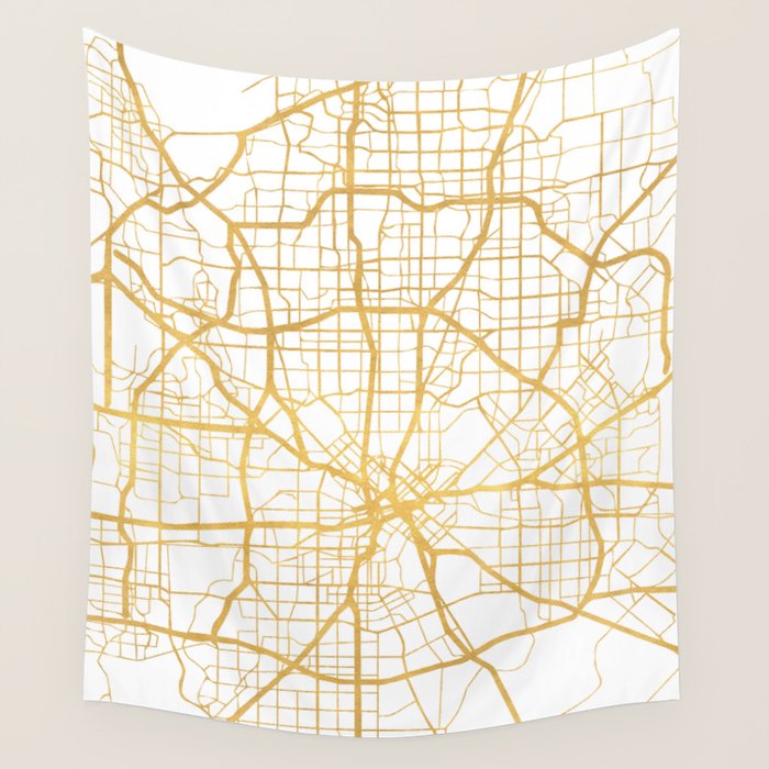 Dallas Texas City Street Map Art Wall Tapestry