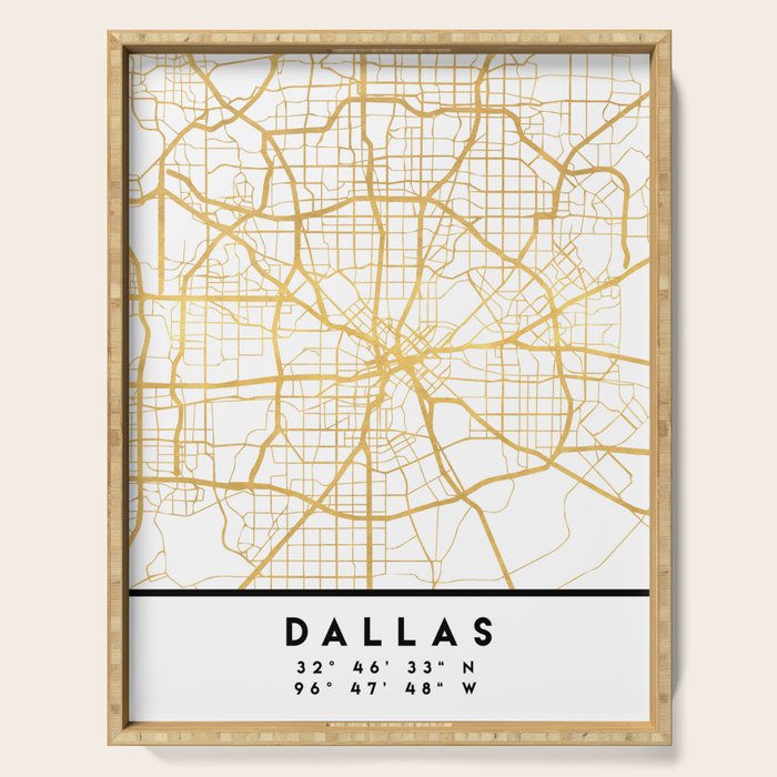 Dallas Texas City Street Map Art Serving Tray