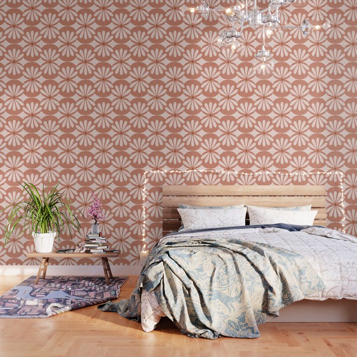 Solstice Boho Geometric Terra Cotta Blush Wallpaper