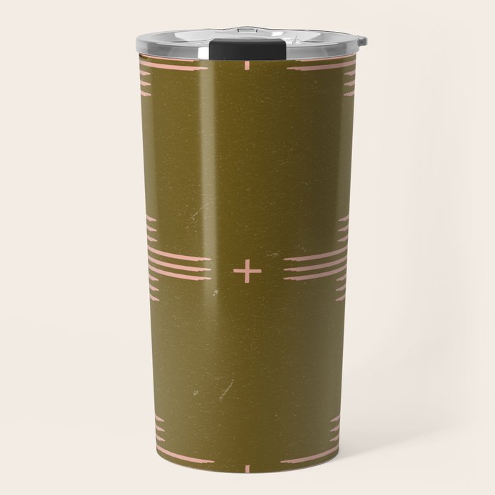 Southwestern Minimalist Retro Green & Pink Travel Mug