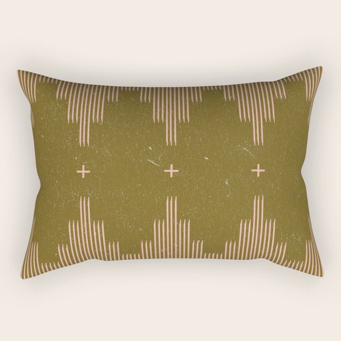 Southwestern Minimalist Retro Green & Pink Rectangular Pillow