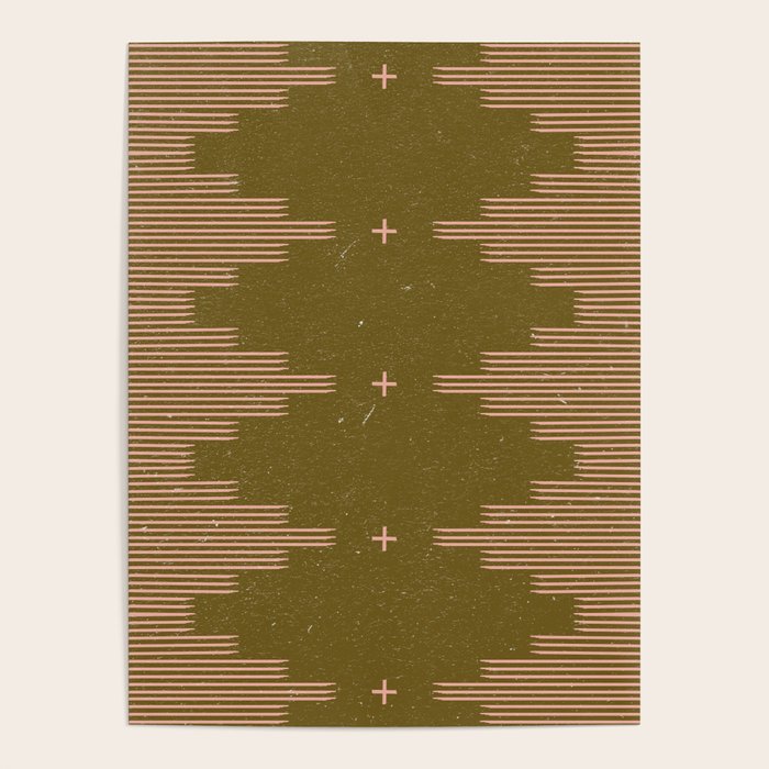 Southwestern Minimalist Retro Green & Pink Poster