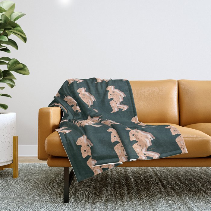 Space Cowboy - Emerald & Peach Throw Blanket