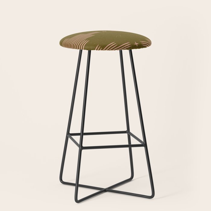 Southwestern Minimalist Retro Green & Pink Stool