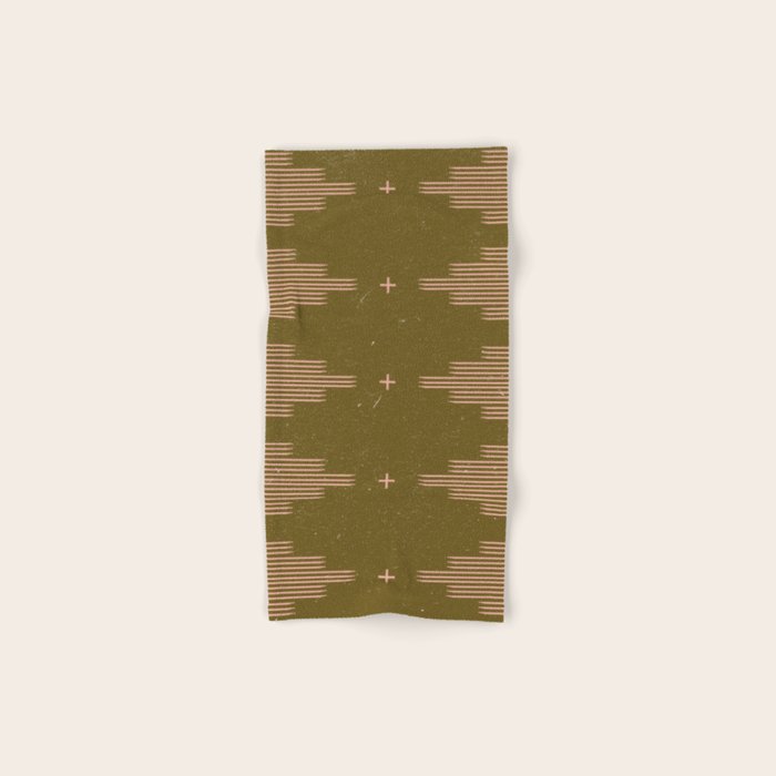 Southwestern Minimalist Retro Green & Pink Bath Towel