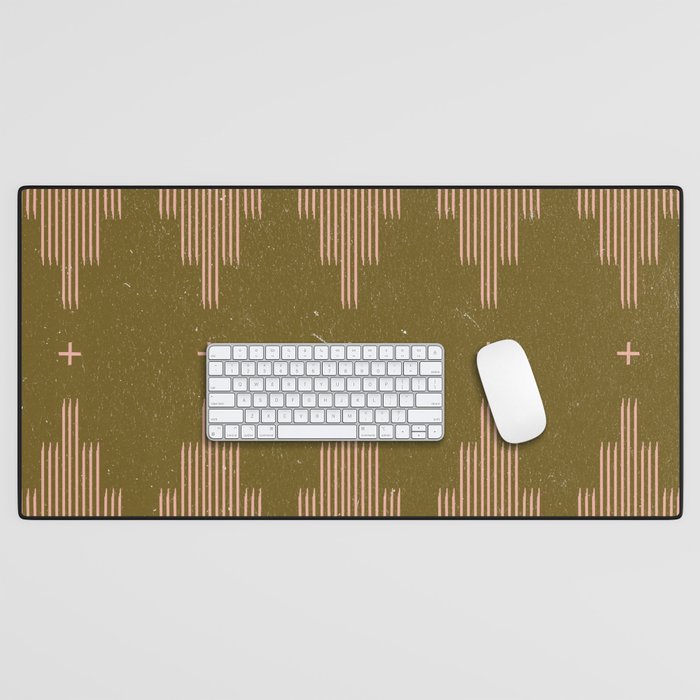 Southwestern Minimalist Retro Green & Pink Desk Mat
