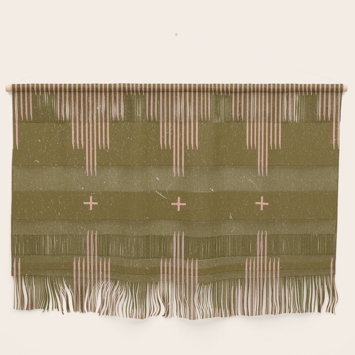 Southwestern Minimalist Retro Green & Pink Wall Hanging